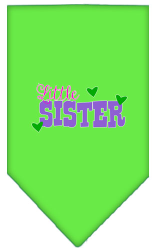 Little Sister Screen Print Bandana Lime Green Small